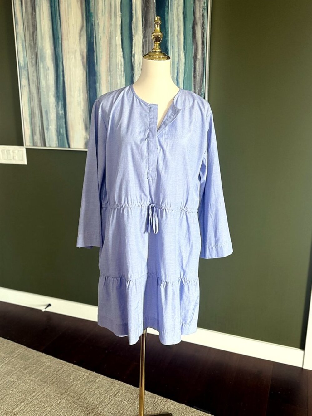 Pomander Place Periwinkle Tiered Tunic Dress Long Sleeve Size XL